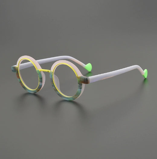 Retro Color-Blocked Versatile Round Fashion Eyewear | PHYLIA