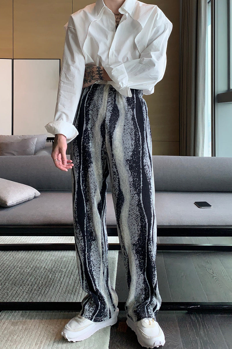 Ink-Pleated Draped Loose Straight-Leg Pants | PHYLIA