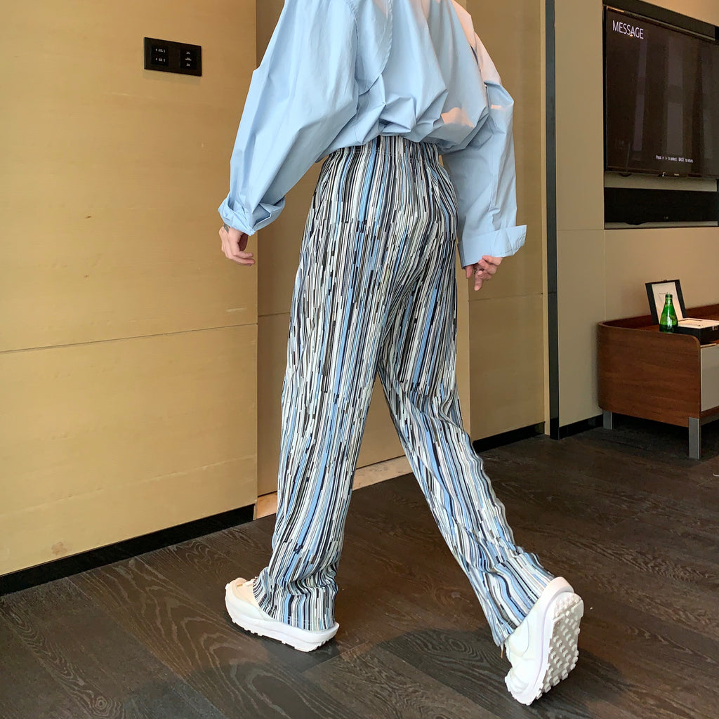 Ink-Pleated Draped Loose Straight-Leg Pants | PHYLIA