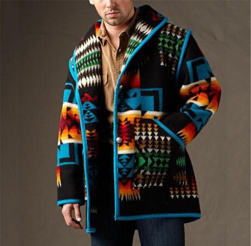 Graphic Pattern Stylish Short Woolen Coat | PHYLIA