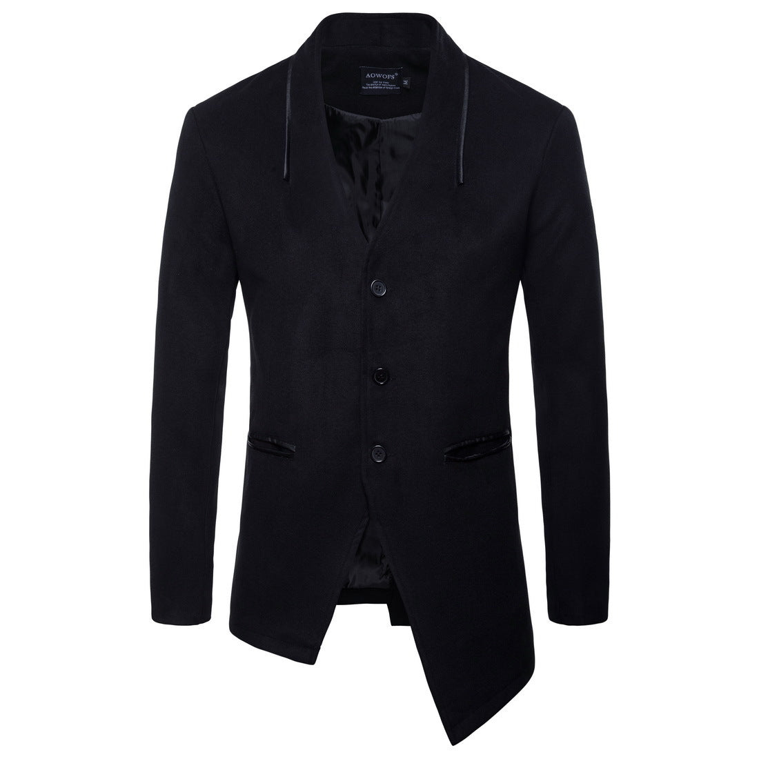 Woolen Trench Coat with Irregular Hem | PHYLIA