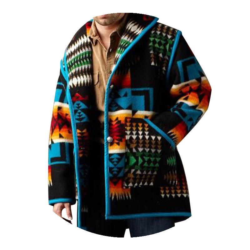 Graphic Pattern Stylish Short Woolen Coat | PHYLIA