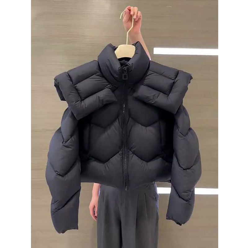 High-Grade Thick Black Cotton-Padded Jacket | PHYLIA