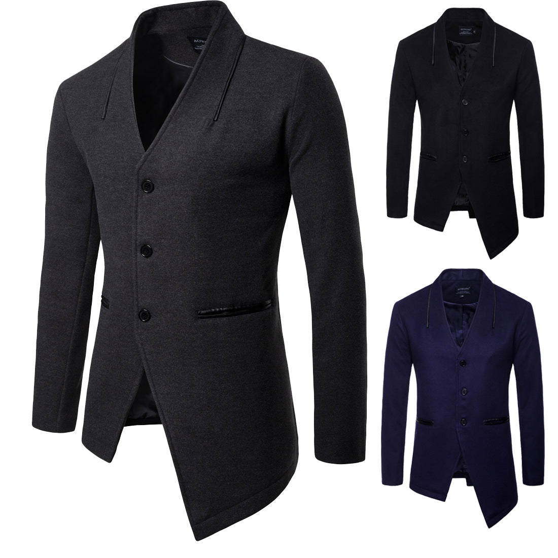 Woolen Trench Coat with Irregular Hem | PHYLIA