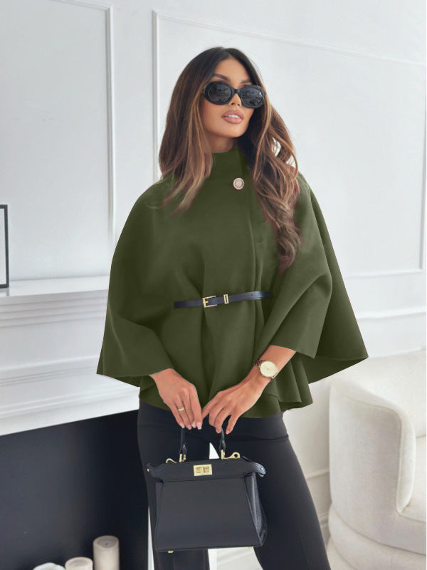Stand Collar Batwing Sleeve Cloak Top Woolen Jacket | PHYLIA