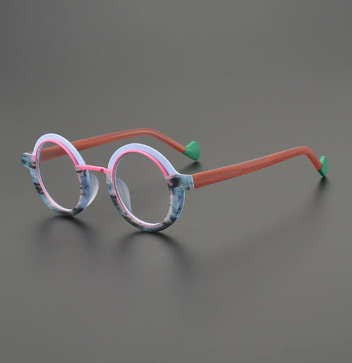 Retro Color-Blocked Versatile Round Fashion Eyewear | PHYLIA
