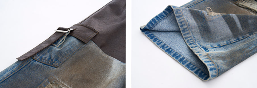 Retro Patchwork Destroyed Denim Jacket | PHYLIA