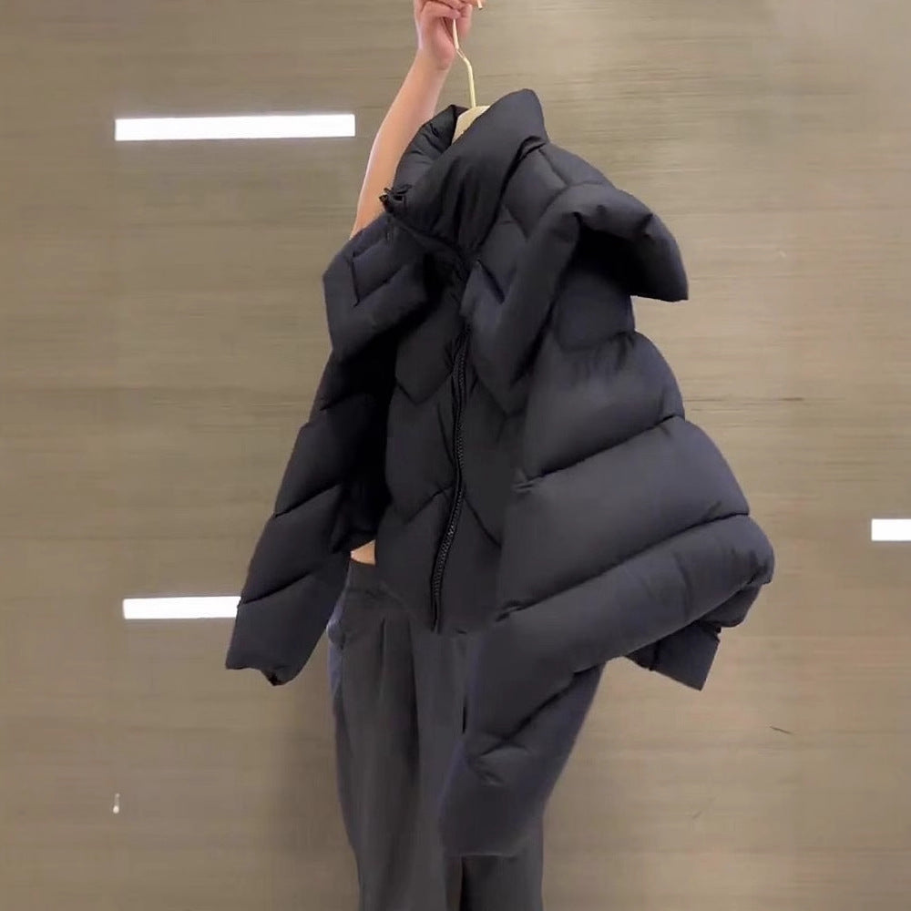 High-Grade Thick Black Cotton-Padded Jacket | PHYLIA