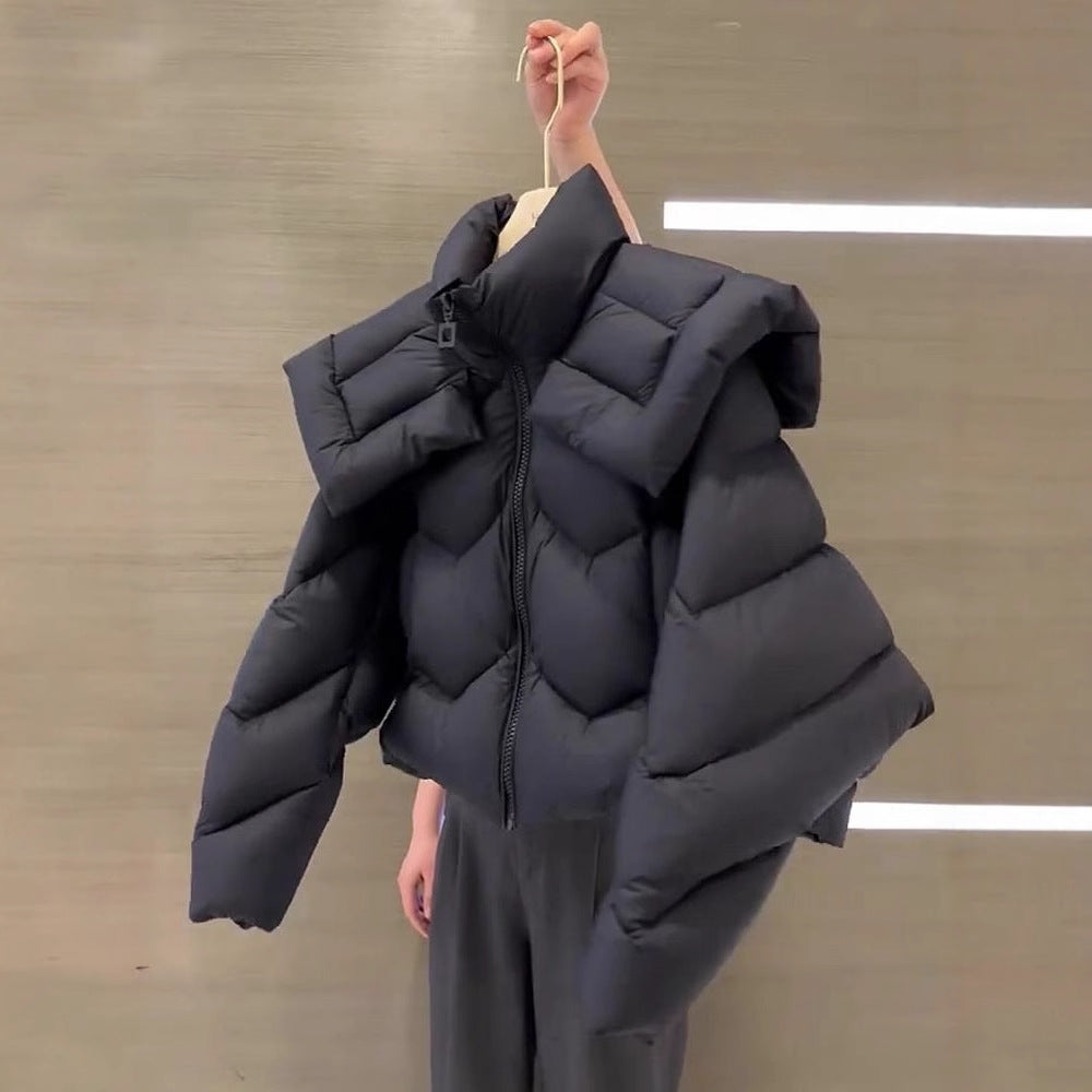 High-Grade Thick Black Cotton-Padded Jacket | PHYLIA