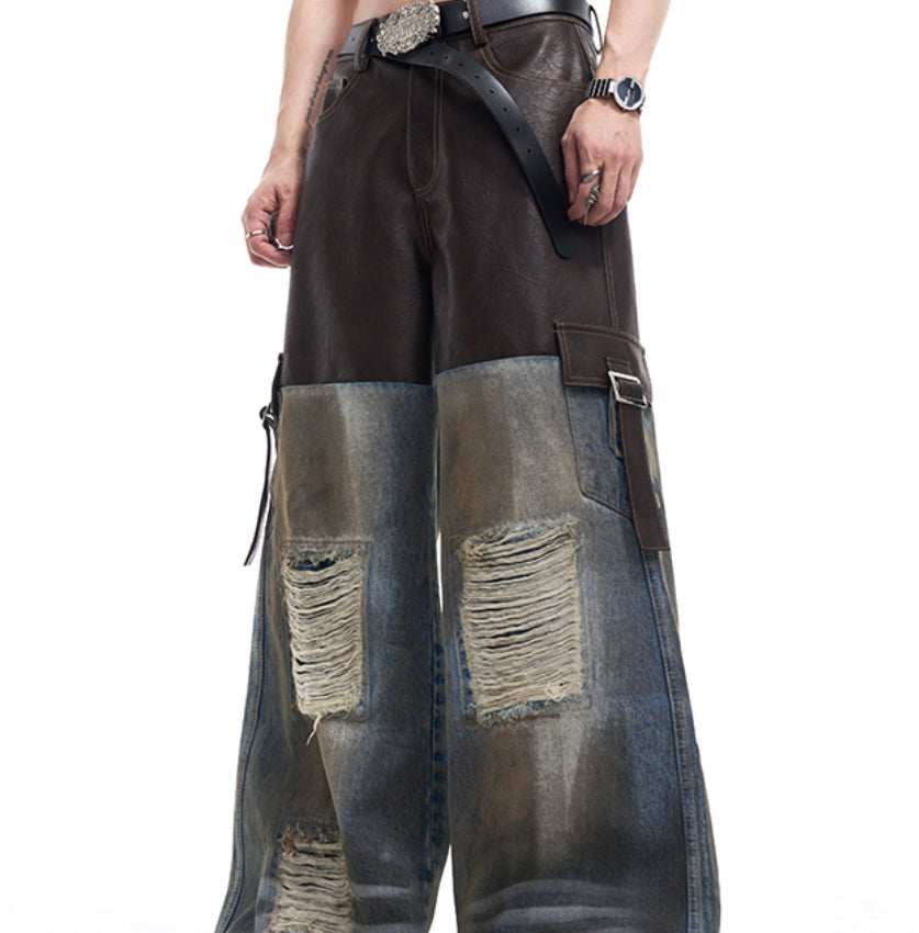 Retro Patchwork Destroyed Denim Jacket | PHYLIA