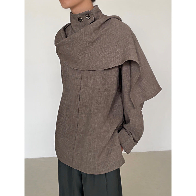 Retro Semi-High-Neck Casual Top | PHYLIA