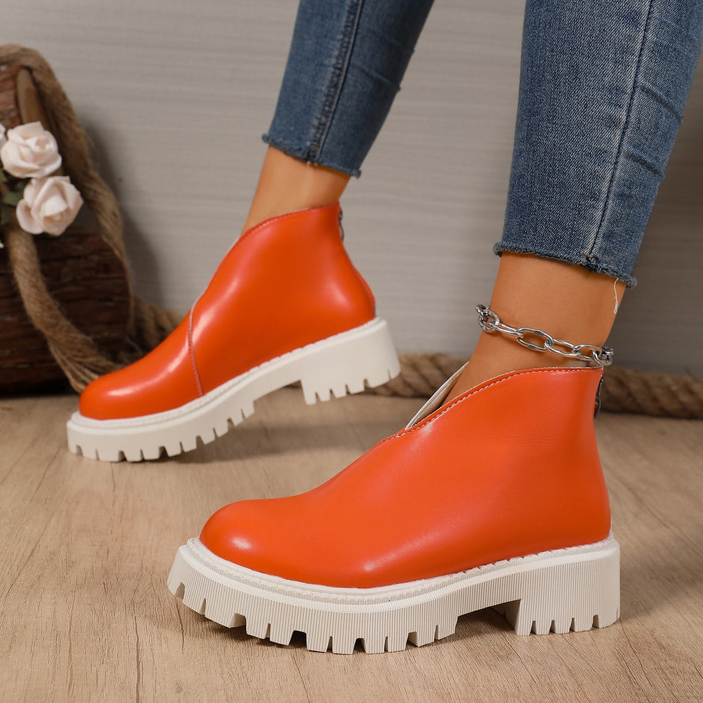 Plus-Size Chunky Heel Ankle Boots | PHYLIA