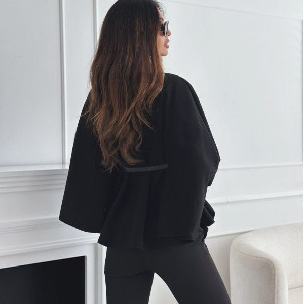 Stand Collar Batwing Sleeve Cloak Top Woolen Jacket | PHYLIA