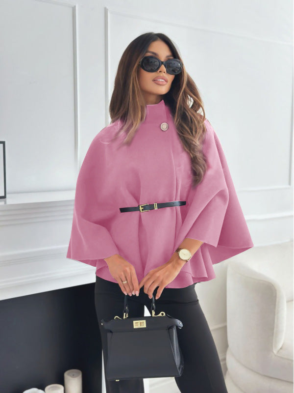 Stand Collar Batwing Sleeve Cloak Top Woolen Jacket | PHYLIA
