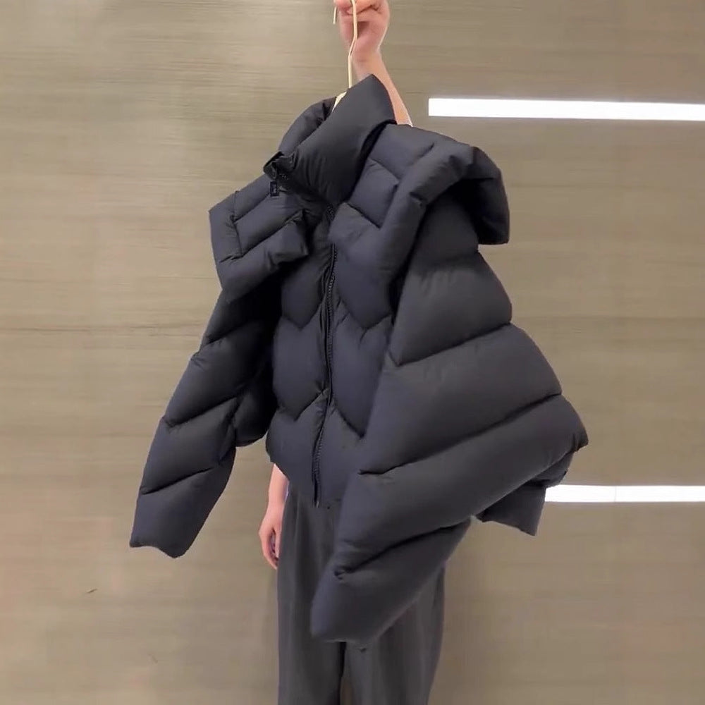 High-Grade Thick Black Cotton-Padded Jacket | PHYLIA