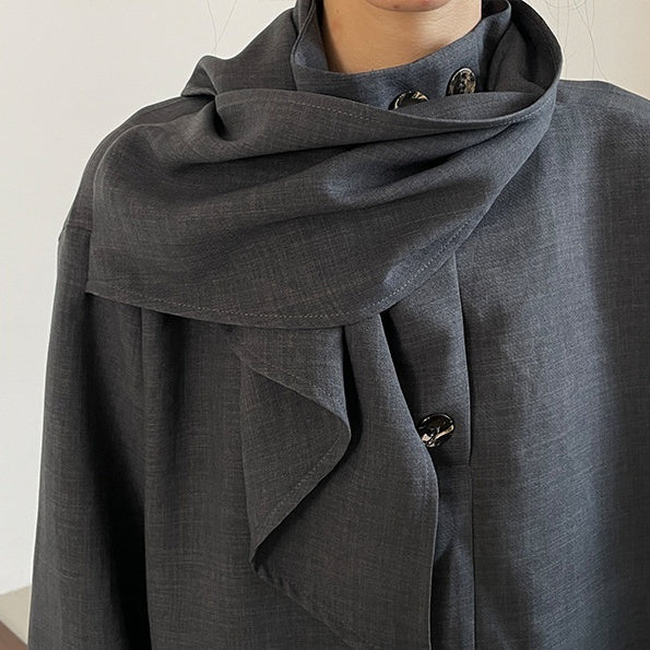 Retro Semi-High-Neck Casual Top | PHYLIA