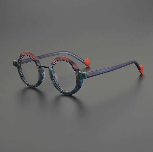 Retro Color-Blocked Versatile Round Fashion Eyewear | PHYLIA