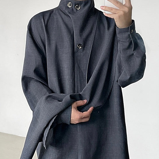 Retro Semi-High-Neck Casual Top | PHYLIA