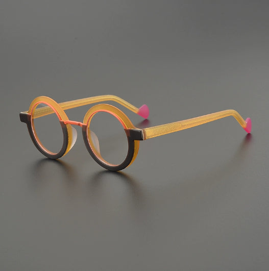 Retro Color-Blocked Versatile Round Fashion Eyewear | PHYLIA