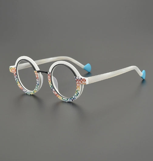 Retro Color-Blocked Versatile Round Fashion Eyewear | PHYLIA