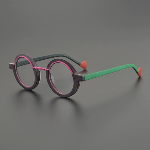 Retro Color-Blocked Versatile Round Fashion Eyewear | PHYLIA